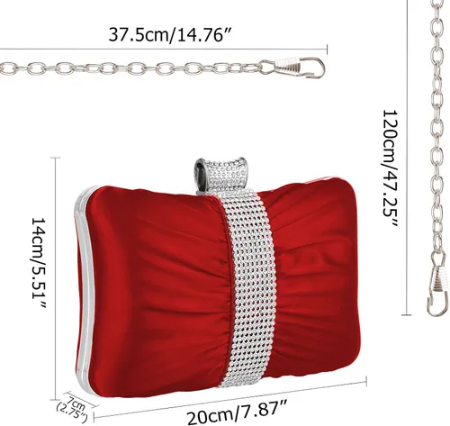 Miniatura 5 de Lifewish Bolso de noche plisado de satén para mujer bolso de noche para fiesta de graduación boda mujeresniñas