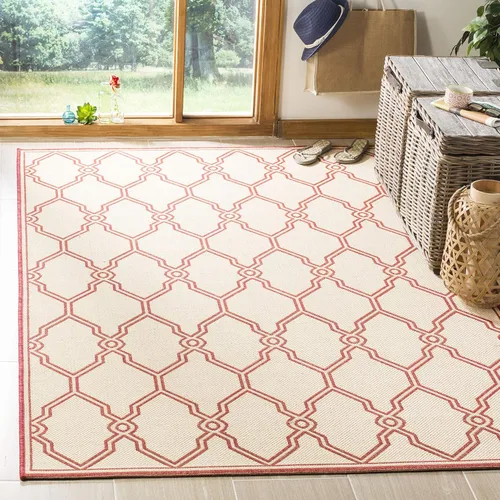 Miniatura 13 de SAFAVIEH Alfombra lavable para exteriores Linden Collection - 8 x 10 pies, crema y azul, no desprende pelusa y fácil de limpiar, ideal para patio