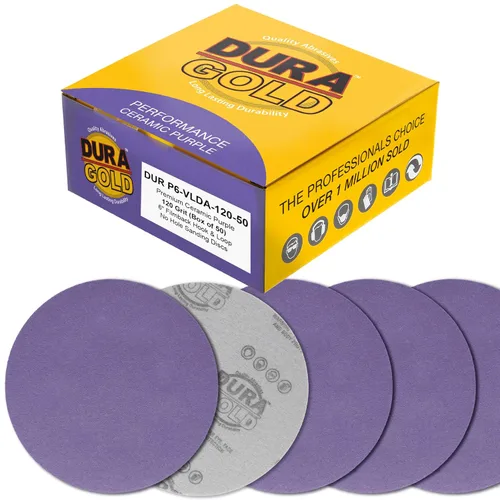 Miniatura 16 de Dura-Gold Premium Discos de lijado de cerámica de película morada de grano 180 de 6 pulgadas, caja de 50 – Papel de lija con soporte de gancho