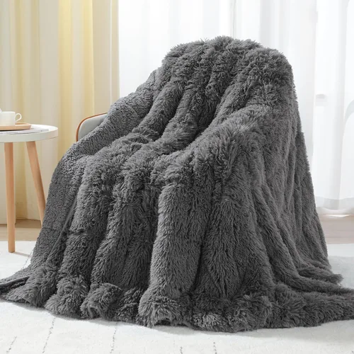 Miniatura 10 de Uttermara Manta con Peso de Piel Sintética Peluda Tamaño Queen, 15 libras, Pelo Largo, Manta de Cama Sherpa Suave y Esponjosa para Adultos, Manta