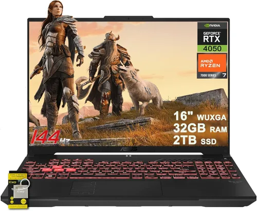 Miniatura 13 de ASUS TUF Gaming A16 Laptop de 16 pulgadas WUXGA IPS 144Hz AMD 6 núcleos Ryzen 7 7445HS 64GB RAM 1TB SSD GeForce RTX 4050 (hasta 194 AI Tops) RGB