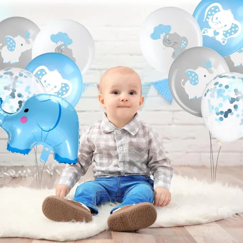 Miniatura 3 de Aoriher 45 globos de elefante de 12 pulgadas, globo de elefante para baby shower, para bebés, niños y niñas, revelación de género, suministros