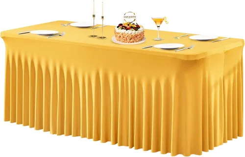 Miniatura 32 de PARTISKY - Mantel de elastano negro para mesas rectangulares de 4 pies, cubierta de mesa elástica para mesas plegables, bodas, fiestas, banquetes
