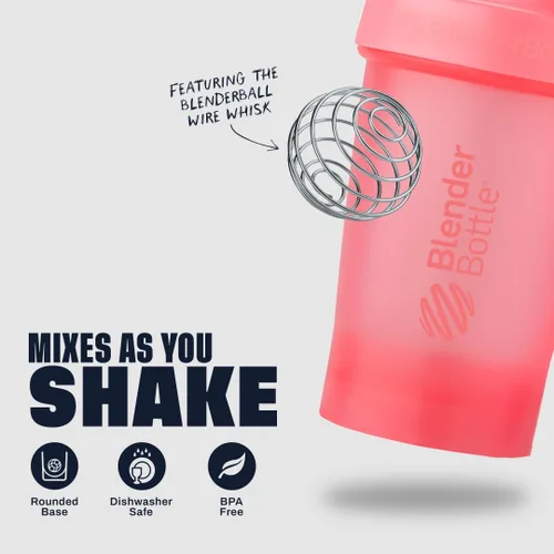 Miniatura 3 de BlenderBottle Classic V2 - Botella mezcladora perfecta para batidos de proteínas y preentrenamiento, 20 onzas, color rosa claro