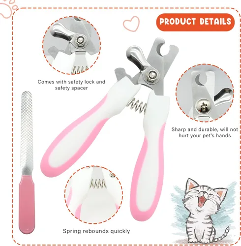 Miniatura 6 de Kit de aseo para gatos con cepillo deslizante para quitar mascotas, cortaúñas, guante de baño para masajes, peine de pulgas para conejos, cachorros