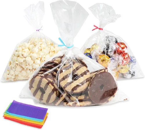 Bolsas de celofán planas transparentes, tamaño 9 x 12 pulgadas, paquete de 200 unidades buenas para panadería, palomitas de maíz, galletas,