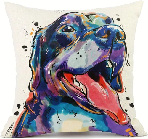 Miniatura 19 de Fundas de almohada con diseño de perro. fundas de cojín de algodón y lino para decorar hogares sofá de 18 x 18 pulgadas Pit Bull-m