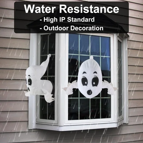 Miniatura 5 de Fantasmas de ventana – Decoración de ventana de fantasma de peluche de Halloween – Decoración de pared silenciosa para colgar fantasmas al aire