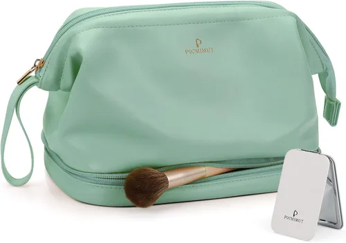 Miniatura 6 de Pocmimut - Bolsa de maquillaje para mujer, neceser grande y de viaje. Para guardar objetos de aseo, maquillaje, peines, cepillos, etc., D-verde