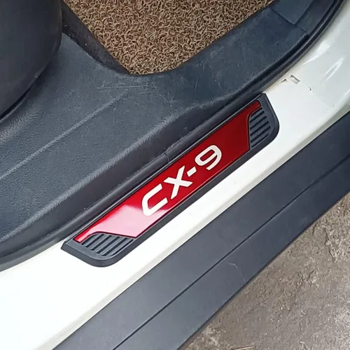 Miniatura 4 de Kit de protector de umbral de puerta inoxidable para Mazda CX-9 2017-2023 Accesorio interior (rojo)