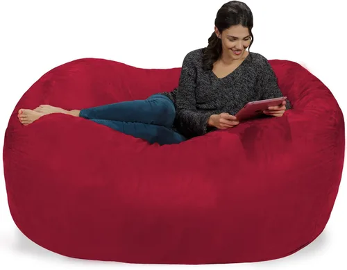 Miniatura 5 de Silla de saco puf Chill Sack: Bolso de muebles de espuma viscoelástica de 6 pies y tumbona grande – Sofá grande con funda de microfibra suave - Negro