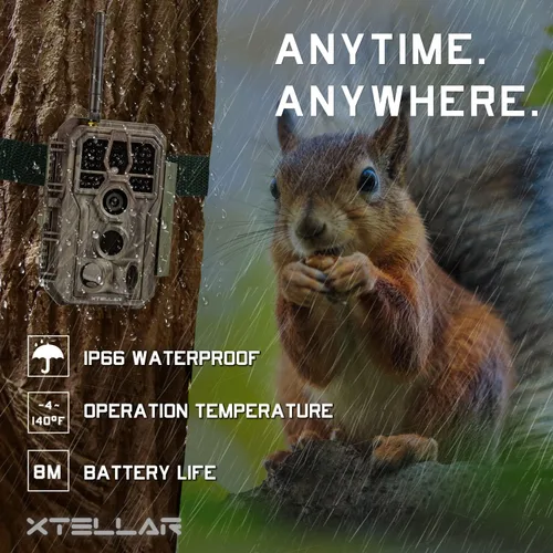 Miniatura 6 de Xtellar Cámara de rastro WiFi 64MP 1296P IP66 impermeable con visión nocturna clara y 3 sensores de movimiento infrarrojos pasivos para caza