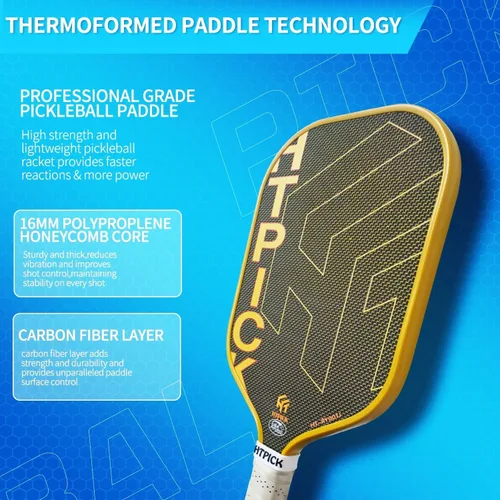 Miniatura 3 de Pickleball Paddles, Carbon Fiber Pickleball Paddle High Grit & Spin with PP Honeycomb Core 16mm Thickness and Thermoformed Elongated