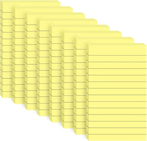 Miniatura 15 de Paquete de 8 notas adhesivas rayadas, bloc de notas grandes amarillas de 3 x 5 pulgadas, despegar limpiamente, superadherente a rayas, blocs