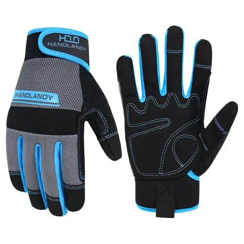 Handlandy - Guantes de trabajo para hombre y mujer, para mecánicos, de seguridad, de uso general, aptos para pantalla táctil, guantes de trabajo de