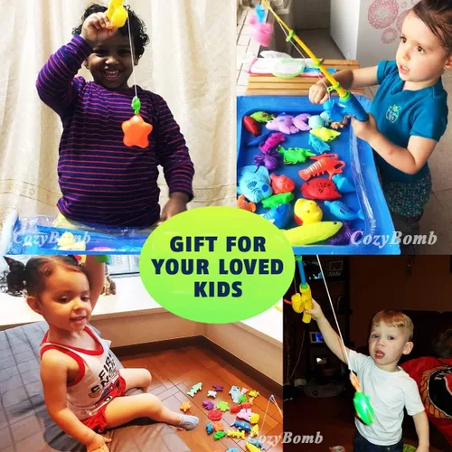 Miniatura 9 de CozyBomB™ Juego de juguetes de pesca magnética para niños Mesa de agua, bañera, piscina infantil, fiesta, caña con red, peces de plástico