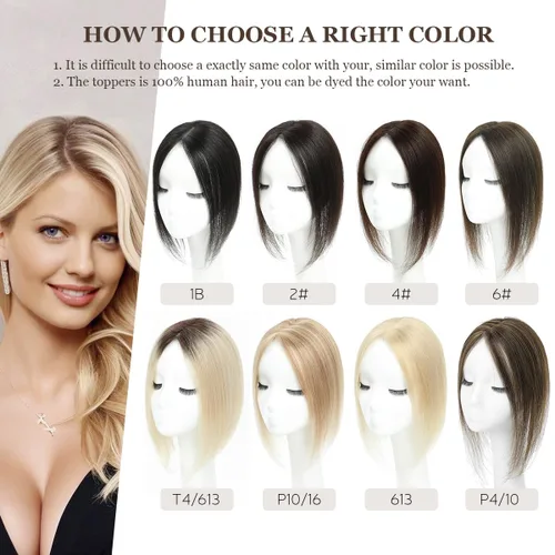 Miniatura 7 de Aimeolyn Toppers de cabello para mujer, cabello humano real, sin flequillo, extensiones de cabello superior para adelgazar, base de encaje Haisr