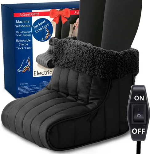 Miniatura 11 de Thermee Calentador de pies con calefacción de microfranela, forro polar sherpa, apagado de seguridad de 2 horas, calentador eléctrico de pies