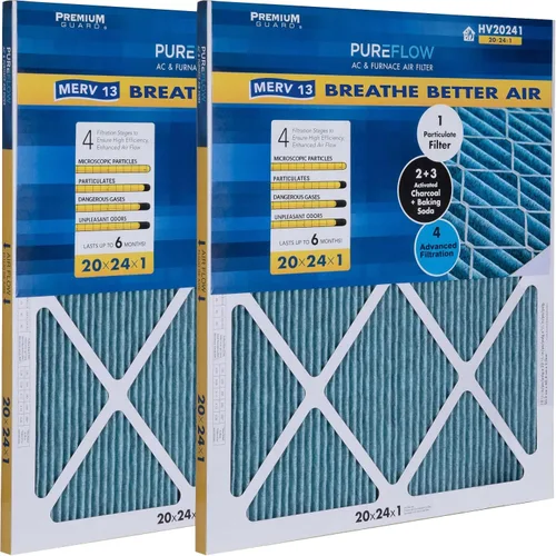 Miniatura 33 de PureFlow - Filtro de aire para horno doméstico de 12 x 12 x 1, con 4 capas de tecnología de filtración avanzada, MERV-13 paquete de 2