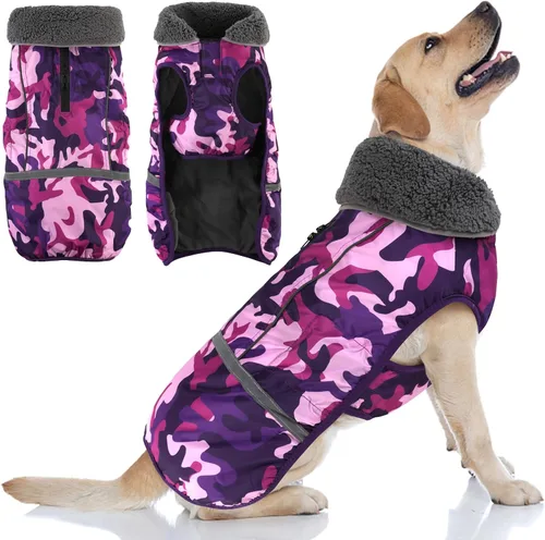 Miniatura 17 de Doglay Abrigo para Perro, Chaqueta Impermeable para Perro Abrigo de Invierno para Mascotas para Clima Frío con Cuello Peludo Grueso, Chaqueta