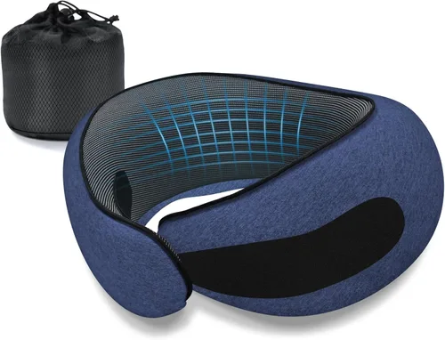 Miniatura 9 de Almohadas de viaje para el cuello para aviones, almohada cómoda de espuma viscoelástica, diseño ergonómico compacto, esenciales para dormir
