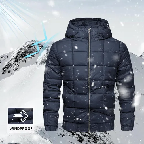 Miniatura 4 de Chaqueta de invierno con capucha para hombre, abrigo acolchado para esquí y nieve