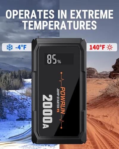 Miniatura 8 de Powrun P-X Arrancador de Salto, Caja de Salto Portátil de 2000A - Paquete de Batería de Arrancador de Coche para hasta 6.0L de Gasolina y 5.0L