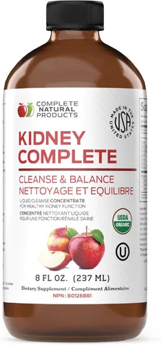 Complete Natural Products Kidney Complete - Líquido orgánico de 8 onzas para apoyo renal, limpieza y desintoxicación con vinagre de sidra de