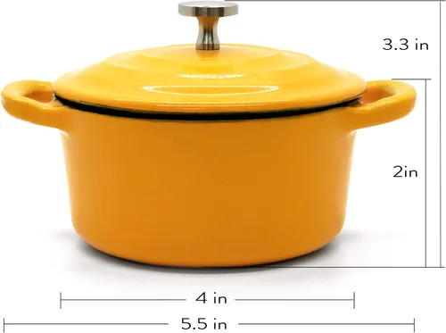 Miniatura 3 de RJ Legend Horno holandés de hierro fundido pre-sazonado de 8.5 onzas con asa, esmaltado, naranja, blanco, amarillo (juego de 3)