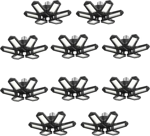 Miniatura 9 de Luces LED de garaje, paquete de 6 luces LED de techo superbrillantes de 200 W, base E26/E27, 6500 K, 22000 lúmenes, luz de garaje deformable ideal