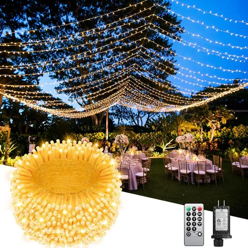 Miniatura 23 de 380 luces LED de Navidad de 125 pies, guirnalda de luces para exteriores, impermeables, temporizador y memoria, 8 modos regulables, para árbol