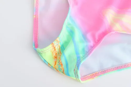 Miniatura 8 de Akokvlar Traje de baño de unicornio de una pieza de sirena para niñas pequeñas, conjunto de dos