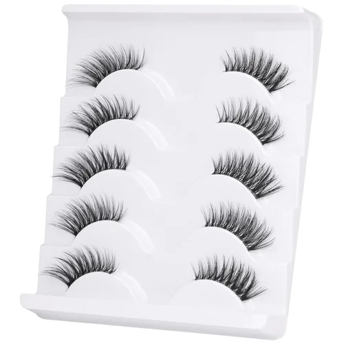 Miniatura 8 de Pestañas postizas de zanlufly, de aspecto natural, de media longitud, de visón, pestañas postizas de ojo de gato, banda invisible ligera