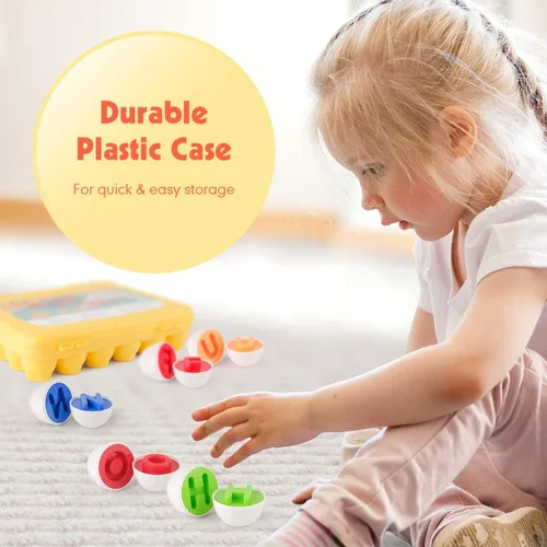 Miniatura 6 de Coogam Letras a juego Huevos 26PCS ABC Alfabeto Recoginition Clasificador de Color Puzzle Pascua Viajes Bingo Juego Mayúsculas Aprendizaje Educativo
