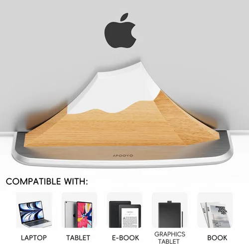 Miniatura 2 de AFOOYO Soporte vertical doble para laptop, soporte ajustable de madera en forma de pico de nieve, base de escritorio con 2 ranuras compatible