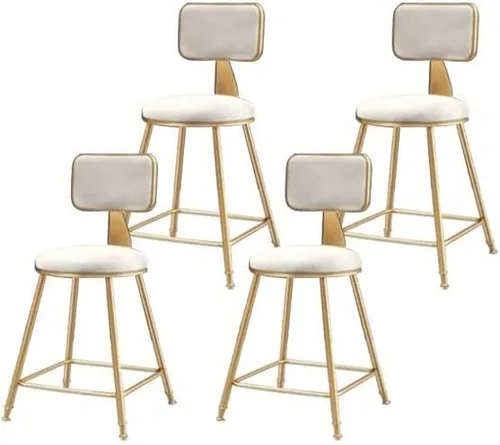 Miniatura 34 de Taburete moderno para mostrador, taburete sin brazos, taburete de hierro con cojín y pedal, 1 taburete corto (18 pulgadas de alto) azul