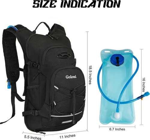 Miniatura 2 de Mochila de hidratación, mochila de senderismo ligera con vejiga de agua de 2 L, mochila de agua para ciclismo, correr, festival