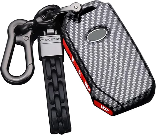 Miniatura 12 de SANRILY Funda de llave para Kia Telluride Remote Key Case Shell Holder con llavero, Negro