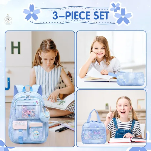 Miniatura 7 de Linda Mochila para Niñas Bolso Escolar para Estudiantes Niños Bolso de Libros con Múltiples Bolsillos Mochila Infantil Resistente a Salpicaduras