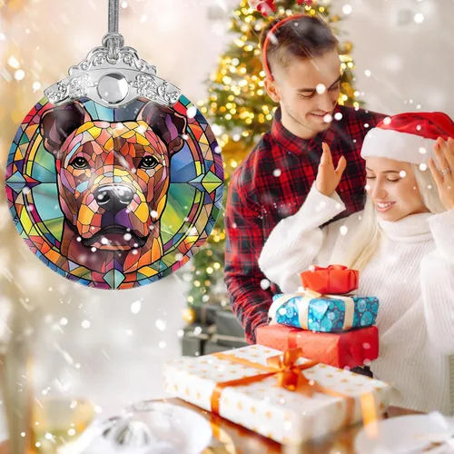 Miniatura 7 de Jocidea Adorno para perro, adorno colgante de American Staffordshire Terrier – vidrio, Navidad, Acción de Gracias, decoraciones de cumpleaños