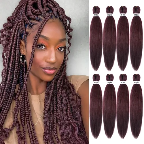 Miniatura 9 de Cabello trenzado preestirado de 22 pulgadas, 6 paquetes de cabello profesional suave Yaki trenzado para trenzas con ajuste de agua caliente