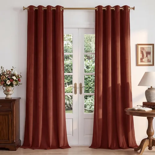 Miniatura 20 de StangH Cortinas de Terciopelo Grueso Sólido - Juego de Tratamiento de Ventanas con Oscurecimiento Moderado para Dormitorio, Cortinas/Cortinajes