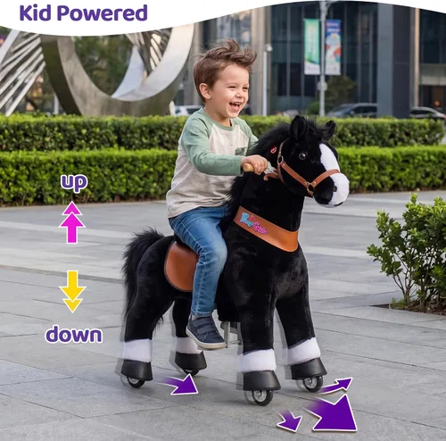 Miniatura 2 de PonyCycle Caballo de paseo para niños pequeños de 3 a 4 años con freno, sin batería (30 pulgadas de altura/tamaño 3 modelo clásico U) poni mecánico