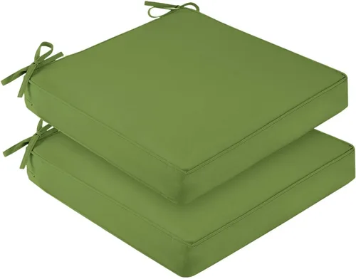 Miniatura 33 de downluxe Juego de 2 cojines impermeables para sillas de exterior, 19 x 19 x 3 pulgadas, cojines para sillas de patio con lazos y mango Marrón