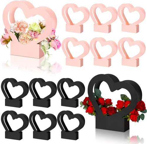 Miniatura 11 de Sinmoe 12 cajas de flores en forma de corazón de graduación para ramos de flores, bolsa de regalo de flores, bolsas de regalo vacías de boda