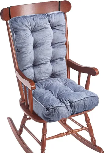 Miniatura 9 de Big Hippo Juego de cojines para silla mecedora con lazos, respaldo grueso copetudo y almohadillas de asiento para deslizador de madera y guardería