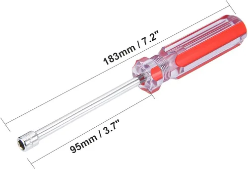 Miniatura 3 de uxcell Mango codificado rojo con llave de tuerca de 0.217 in no magnético con eje de 3,7 pulgadas