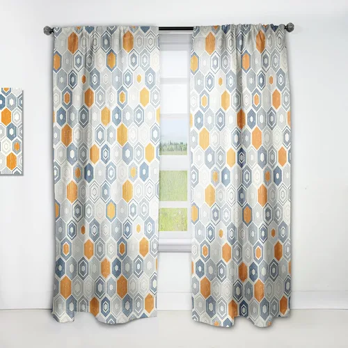 DesignQ Cortinas con patrón hexagonal retro IX para dormitorio, cortinas para sala de estar, cortinas con aislamiento térmico, panel individual, 52