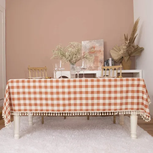 Miniatura 6 de Midsummer Breeze - Mantel a cuadros de estilo rústico hecho de algodón, de la colección Gingham, para otoño, Acción de Gracias, Navidad, cocina