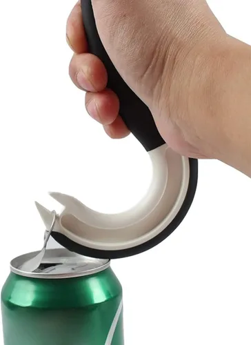 Miniatura 2 de Abrelatas de anillo fácil de abrir, ergonómico para latas, ayudante en forma de J, abrelatas, gancho para tirar, abridor de frascos, manual